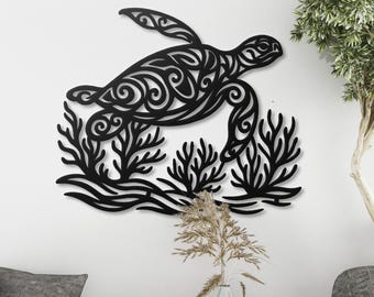 Metal Sea Turtle Wall Art Coastal Beach House  Wall Decor