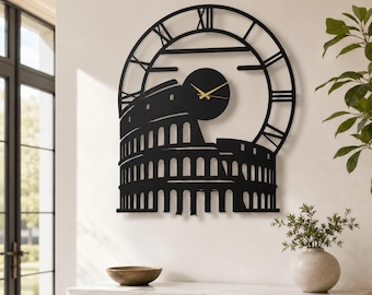 Rome Colosseum Wall Clock, Italy Architecture Decor, Travel Lover Gift, Roman Landmark Wall Art, Italy Lover Housewarming Gift ,