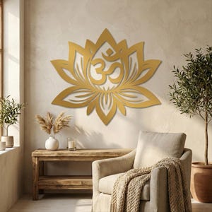 Om Lotus Flower Metal Wall Art Yoga Meditation Zen Wall Decor