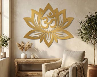 Om Lotus Blume Metall Wand Kunst Yoga Meditation Zen Wand Dekor