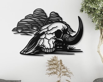 Bull Skull Metal Wall Art: Rustic Southwestern Desert  Wall Decor ,