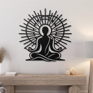 Buddha Metal Wall Art for Meditation Room, Yoga Studio Decor, Spiritual Zen Wall Hanging, Mindfulness Gift, Sacred Geometry Art