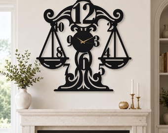 Scales of Justice Metal Wall Clock, Law Office Decor Lawyer Gift Attorney Art Legal Firm Sign Judge Present Bar Exam Grad New Job ,