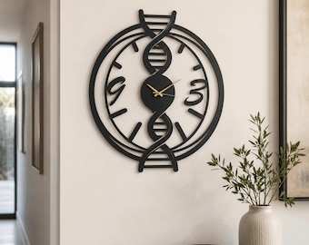 DNA Helix Wall Clock, Genetics Science Gift, Biology Wall Clock, Science Lab Decor, Scientist Office Clock, Modern DNA Art
