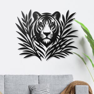 Metal Tiger Wall Art, Jungle Theme Decor, Safari Animal Head Sign, Modern Man Cave Gift for Him, Office Wildlife Wall Hanging