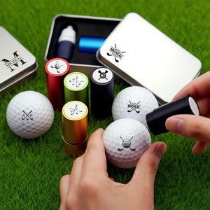Custom Golf Ball Stamp Box Set,Golf Ball Markers,Gift for Golfer,Ink Ball Stamp,Golf Accessories,Gifts For Men,Golfer Sports Gifts
