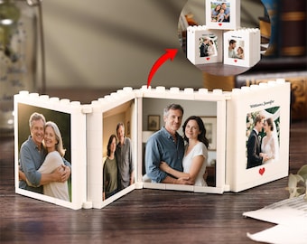 Personalised Fold-Out Photo Building Block,Custom Dad & Me Mini Photo Album Keepsake,Photo Puzzle,Father's Day Gift for Husband