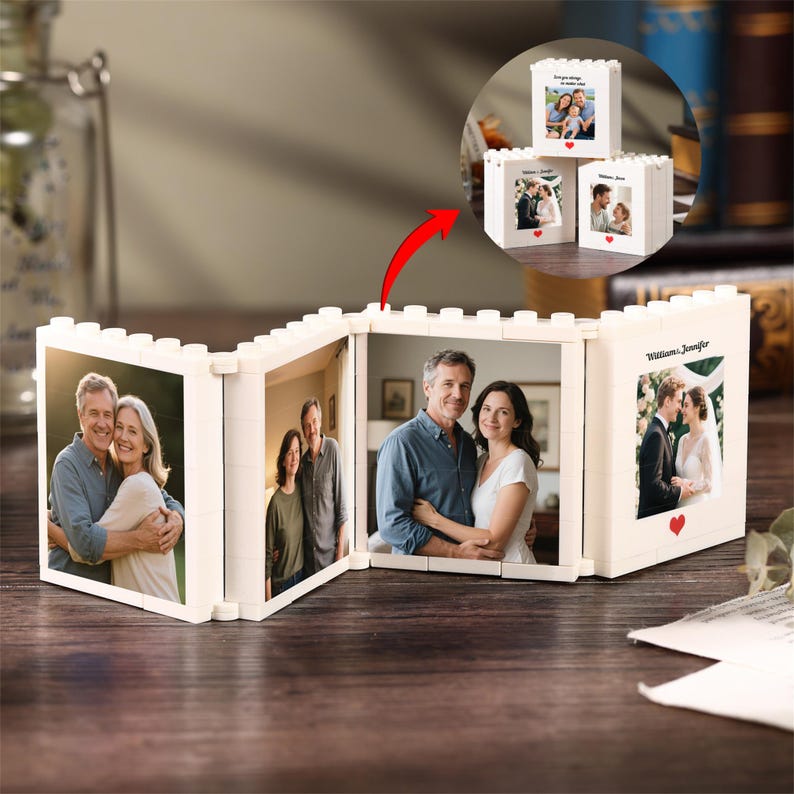 Personalised Fold-out Photo Building Block,custom Dad & Me Mini Photo ...