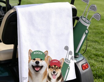 Custom Pet Photo Golf Towel,Personalized Dog Cat Towel,Dog Dad Gift,Dog Lover Gift,Golf Lover Gift