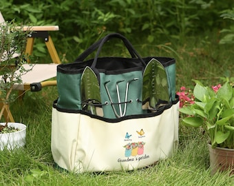 Geschenk für Gärtner Benutzerdefinierte 3-8 Familien Gartengerätetasche, Garten-Einkaufstasche, Gartenwerkzeug-Aufbewahrungstasche, Pflanzenperson Geschenk, Weihnachtsgeschenk für Mutter und Oma