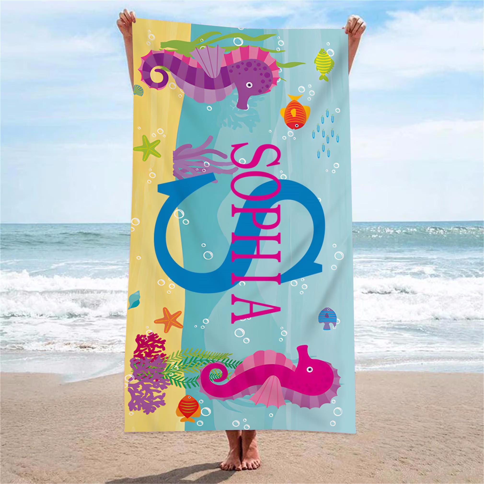 Personalized Cowboy Towel - Extra Large 35"x70" Custom Text, Thick Cotton Blend For Beach, Pool & Bath