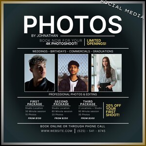 Modern Photography Service Flyer Template (1080 x 1080) | Editable Canva Template | Instant Download | Social Media Ready Flyer Template
