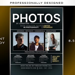 Modern Photography Service Flyer Template (8.5x11) | Editable Canva Template | Instant Download | Print Ready Flyer Template