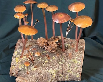 Set of 3 Copper Musrooms-Fungi-Toadstools
