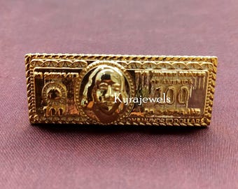 Authentic 10K GOLD Ring Knuckle Bar Multi 2 Finger Ring Hundred Dollar Bill Money For Kids