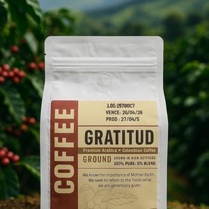 Gratitud Coffee, Premium Ground Colombian Coffee, 100% Pure Arabica, Medium Roast, 8oz