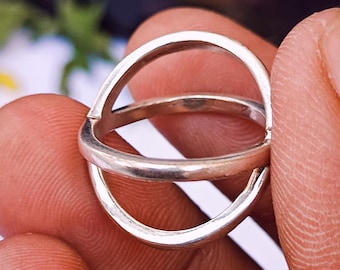 Sterling Silver Double Band Ring: Minimalist Stackable Boho Wedding Jewelry