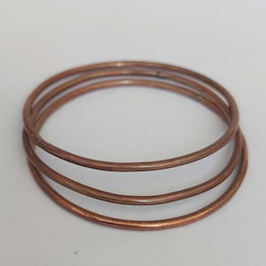 Handmade Pure Copper Bangle Set: Thick Round Wire Bracelets