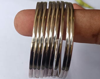 Dainty Sterling Silver Bangle Set, Thin Stacking Bracelets, Gift For Her