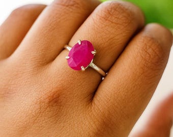 Handmade Ruby Sterling Silver Ring: Boho July Birthstone Jewelry