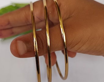Solid Brass Bangle Set: Stackable Rustic Cuff Bracelets