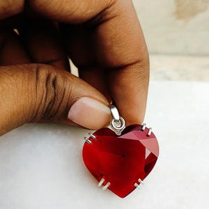 Red Garnet Heart Pendant 925 Sterling Silver Pendant Garnet Heart Gemstone Handmade Pendant Designer Pendant Gift For Brithday for Women,