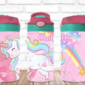 Kids Unicorn Rainbow Personalized Water Bottle - Stainless Steel