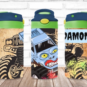 Kids Monster Truck Zombie Personalized Water Bottle - Stainless Steel