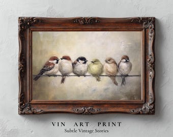 Birds on Wire Wall Art Printable Bird Art Print Nature Decor (Digital Download)