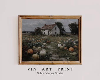 Vintage Pumpkin Farmhouse Art Print, Rustic Autumn Decor (Digital Download)