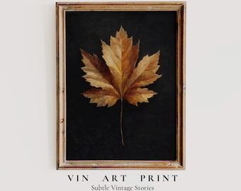 Vintage Maple Leaf Print, Rustic Botanical Artwork (Digital Download)