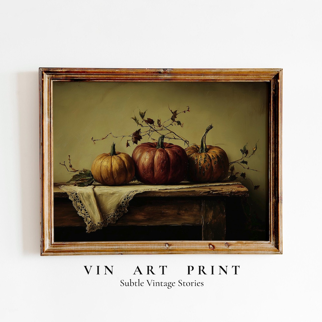 Vintage Pumpkin Still Life Printable – Cozy Rustic Fall Wall Art ...