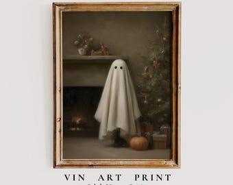 Spooky Christmas Ghost Print • Vintage Halloween Holiday Decor (Digital Download)