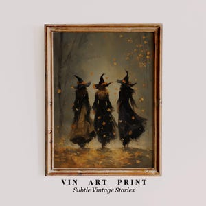 Halloween Witch Decor Wall Art | Spooky Autumn Print | Rustic Halloween Fall Decor | Gothic Witch Halloween Painting | Dark Academia Print