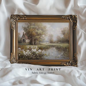 Spring Cottagecore Landscape | Printable Vintage Floral Farmhouse Wall Art