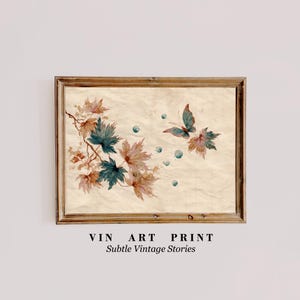 Vintage Autumn Leaves Print | Printable Fall Decor, Neutral Cottagecore Maple Print, Rustic Seasonal Digital Download | Fall Leaf Wall Art
