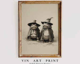 Vintage Witch Toad Print, Gothic Halloween Frog Art (Digital Download)