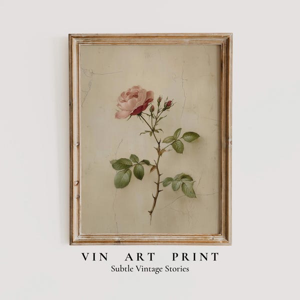 Impression botanique de roses vintage - Art floral cottagecore antique (téléchargement numérique)