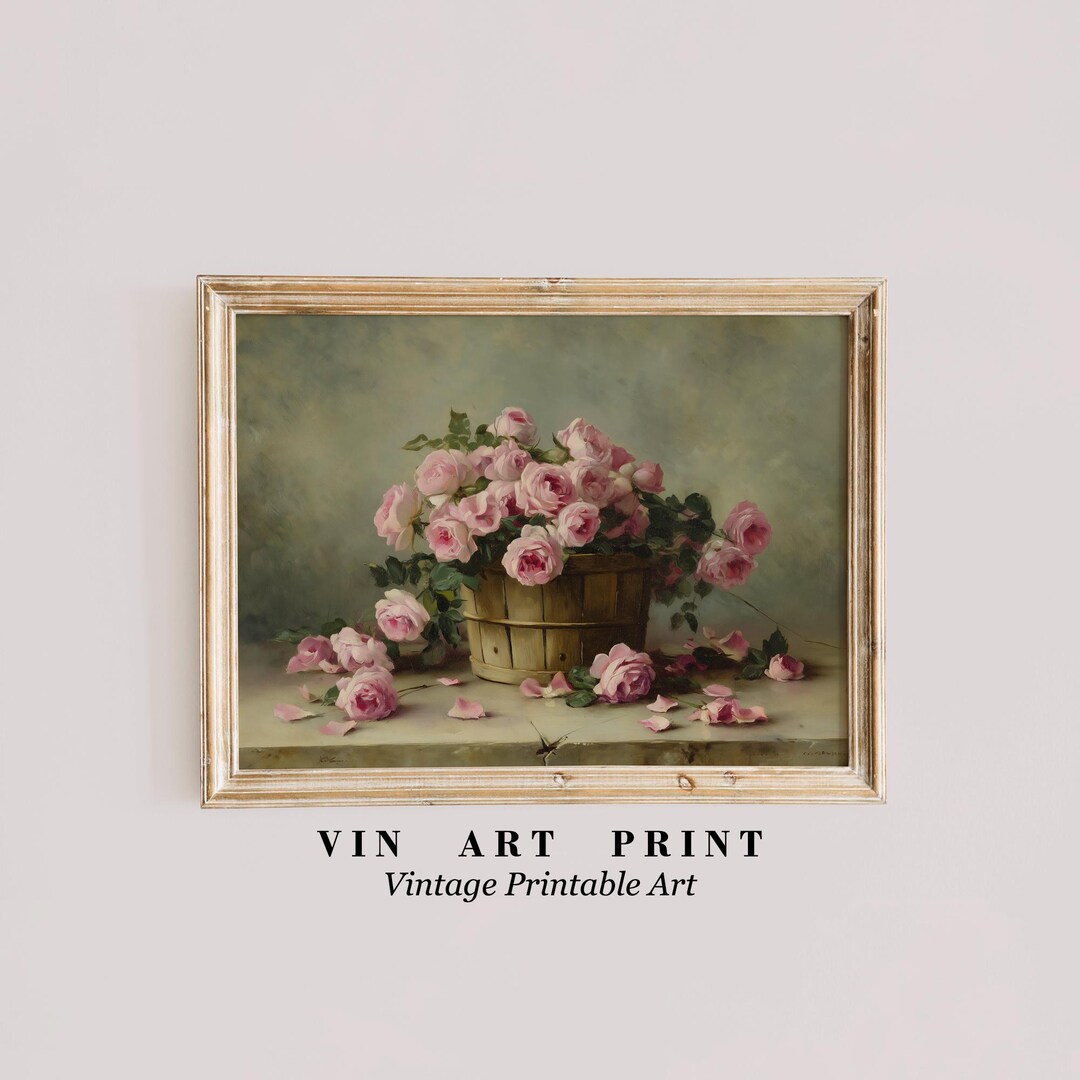 Vintage Rose Painting Printable | French Country Bouquet (digital ...