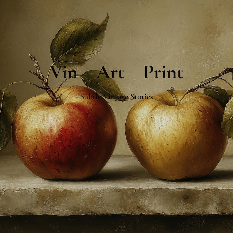 Vintage Apple Still Life Print, Rustic Farmhouse Kitchen Decor (digital ...