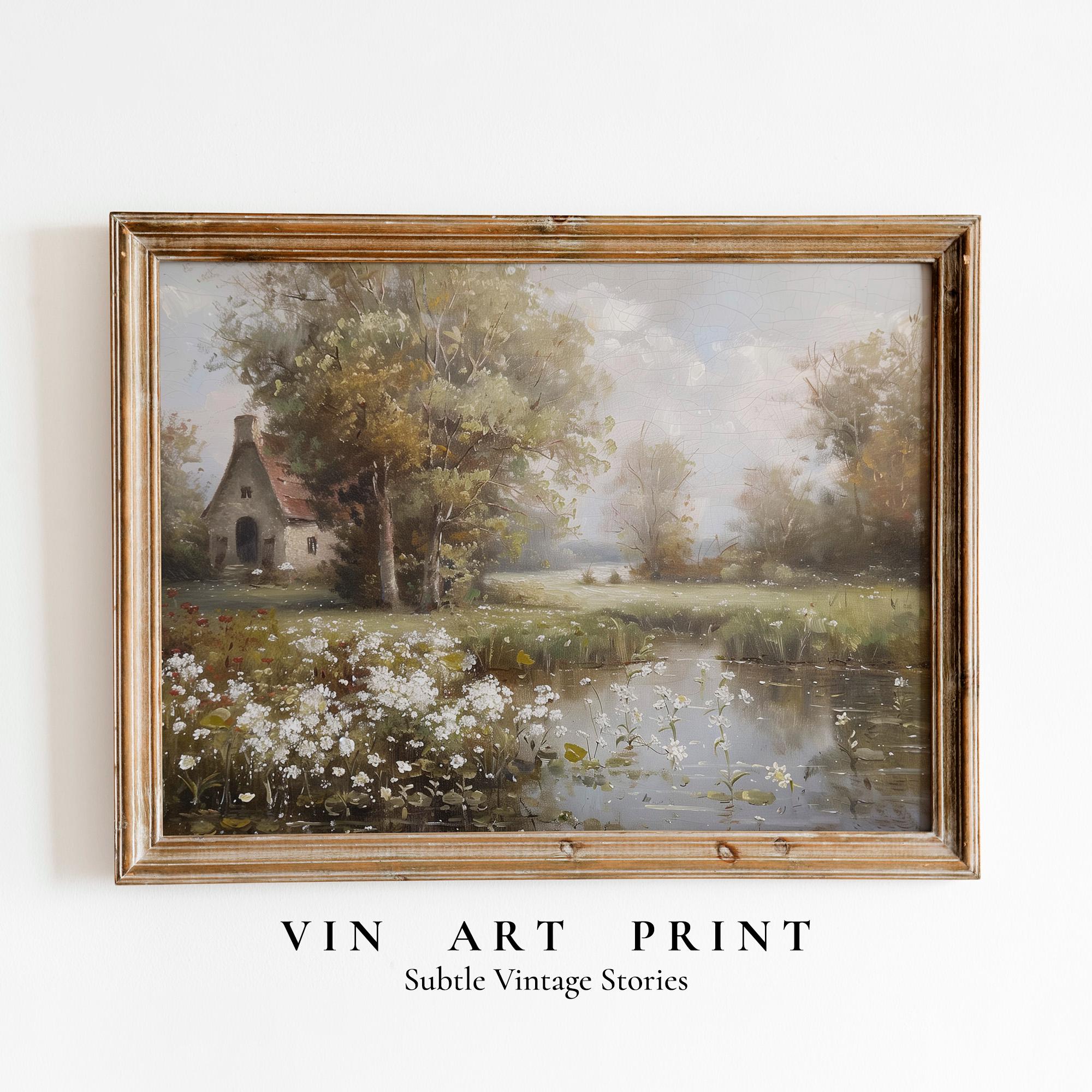 Spring Cottagecore Landscape | Printable Vintage Floral Farmhouse Wall ...