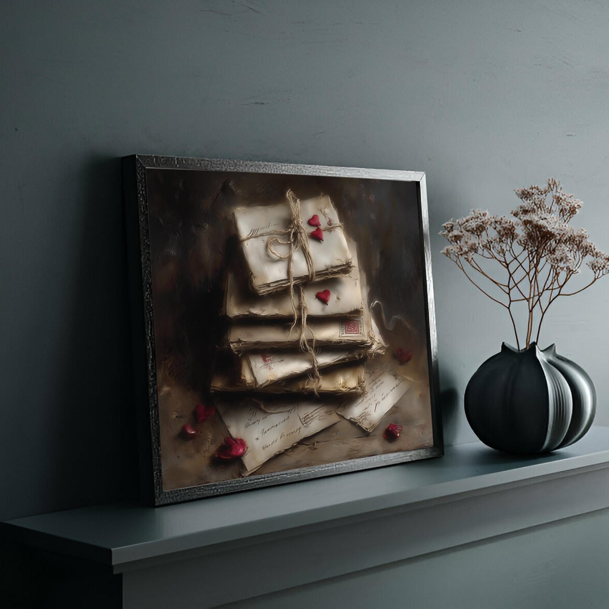 Vintage Love Letters Art Print, Rustic Valentine Decor (digital ...