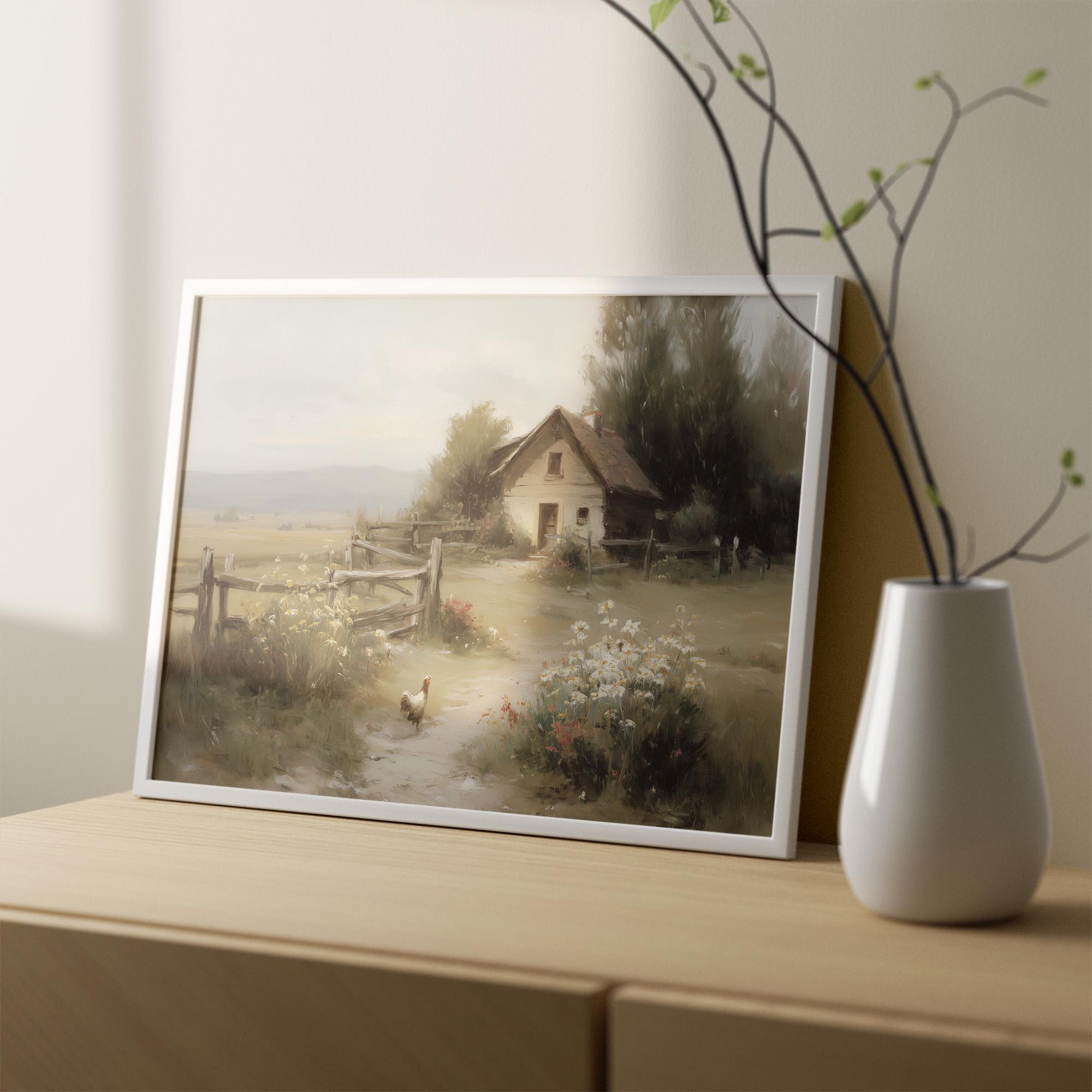 Cottage Farmhouse Landscape Printable Wall Art, Rustic Country Home ...