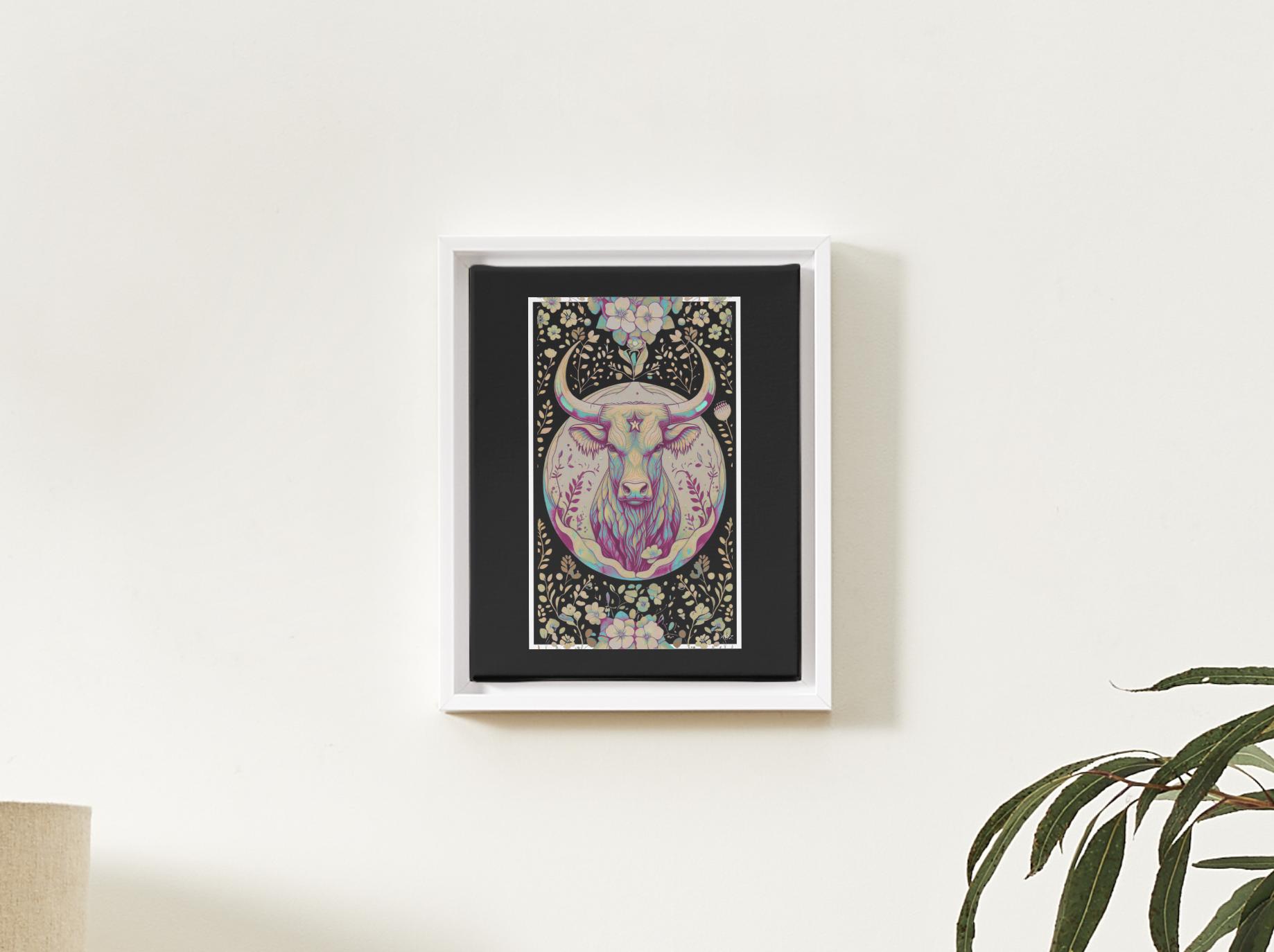 Psychedelic Bull Digital Art Print • Boho Cosmic Wall Decor • Taurus ...