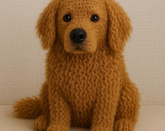 Realistic Golden Retriever Amigurumi Pattern • Fluffy Dog Crochet Pattern • Adult Golden Retriever Plush DIY • PDF Crochet Tutorial