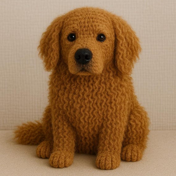 Realistic Golden Retriever Amigurumi Pattern • Fluffy Dog Crochet Pattern • Adult Golden Retriever Plush DIY • PDF Crochet Tutorial