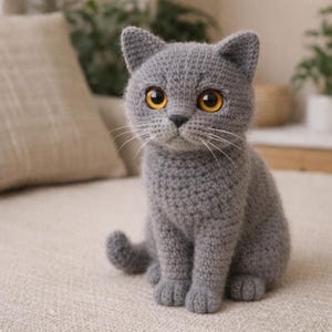 Häkelanleitung für eine Amigurumi-Katze (PDF), niedliches Katzenplüschtier, Stofftier-Anleitung, anfängerfreundlich, Kawaii-Kätzchen, Sofort-Download