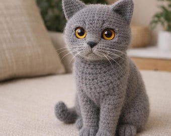 Amigurumi kat haakpatroon pdf, schattige kat knuffel, knuffeldierpatroon, beginnersvriendelijk, kawaii kitty, direct downloaden
