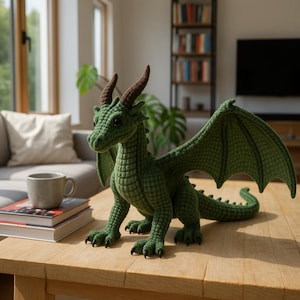 Green Dragon Amigurumi Crochet Pattern PDF, Plush Fantasy Toy Tutorial, Stuffed Dragon Soft Toy DIY, Mythical Animal Crochet Design