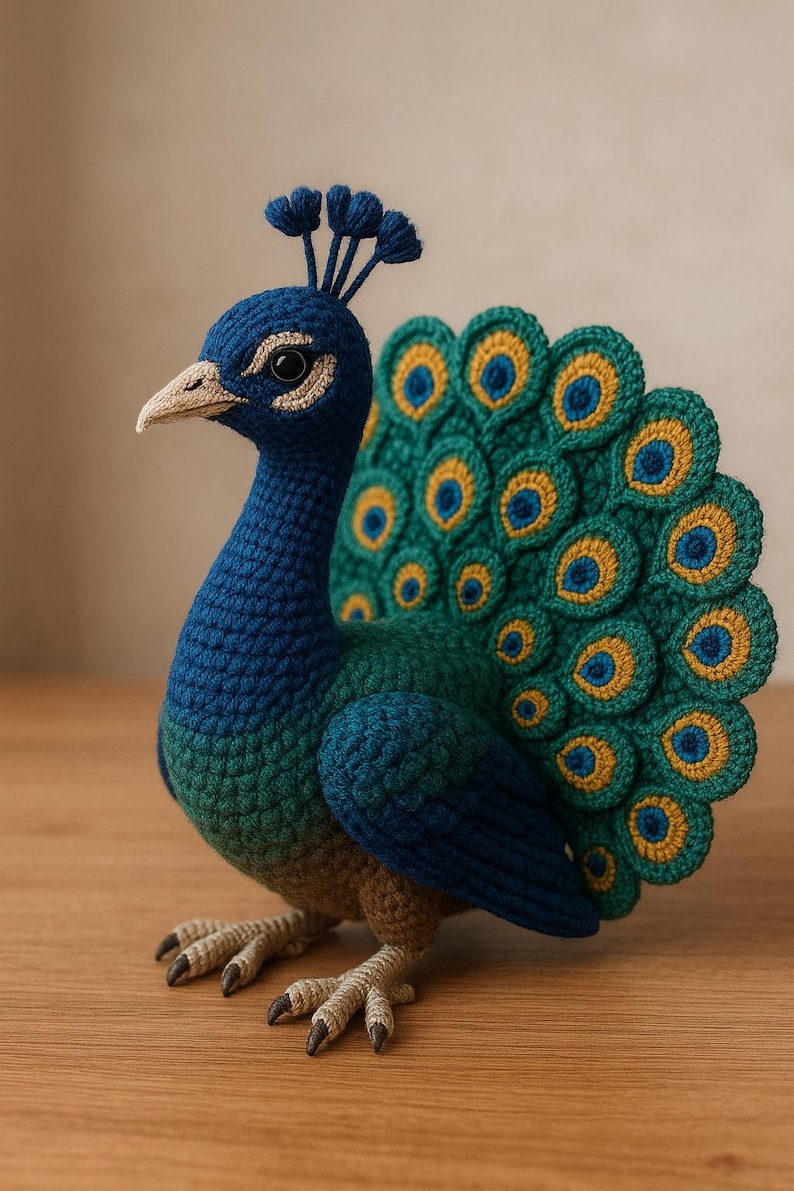 Realistic Peacock Amigurumi Pattern PDF Crochet Bird Toy Tutorial realistic-peacock-amigurumi-pattern-pdf-crochet-bird-toy-tutorial